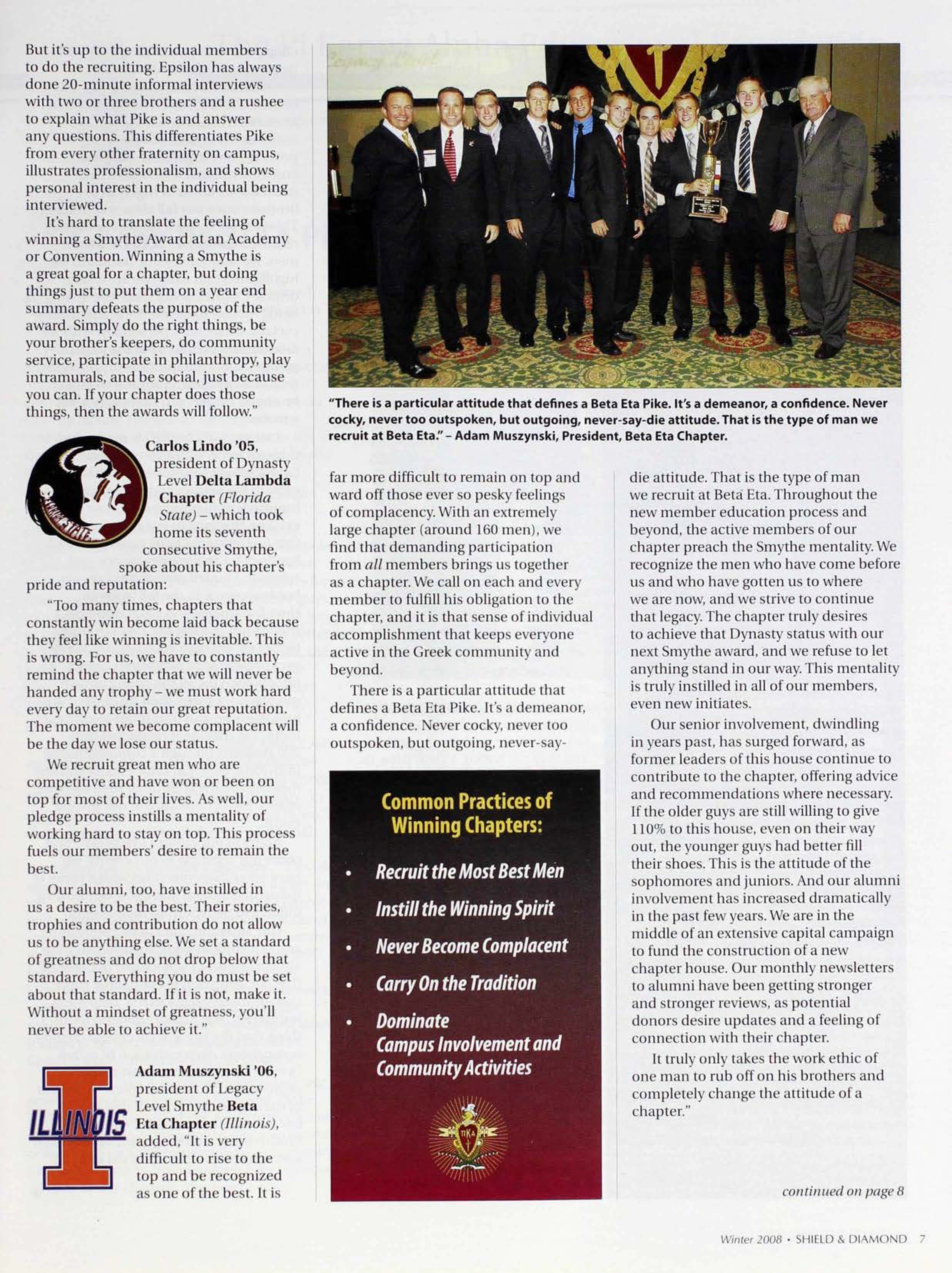 Common Practices of Winning Chapters